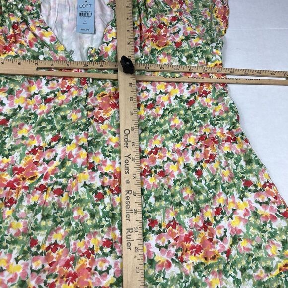 LOFT Plus Size Dress PL NWT Boho Tiered Ruffle Flutter Sleeve Summer Floral - Picture 8 of 11